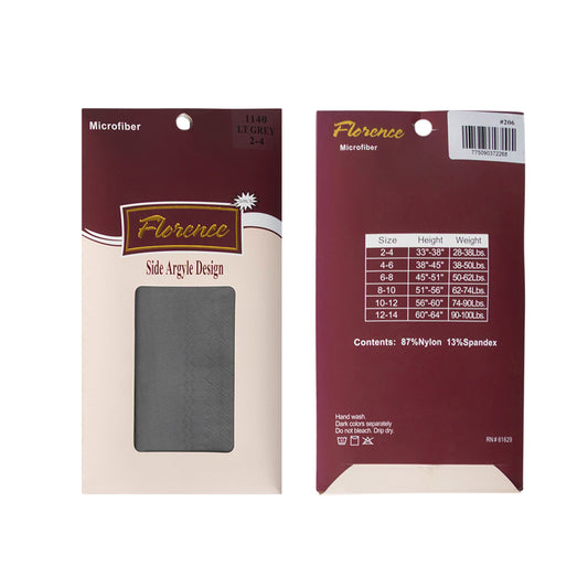 Girls Sheer Pattern Tights – Side Argyle Design