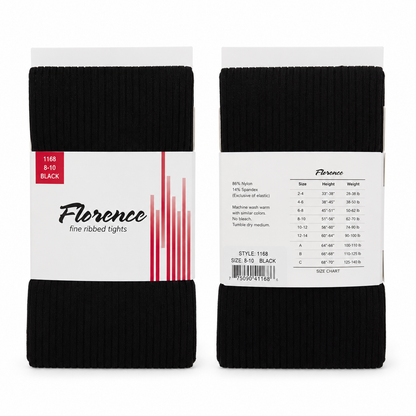 Florence Girls Micro-nylon Fine Rib Tights (Style 1168)