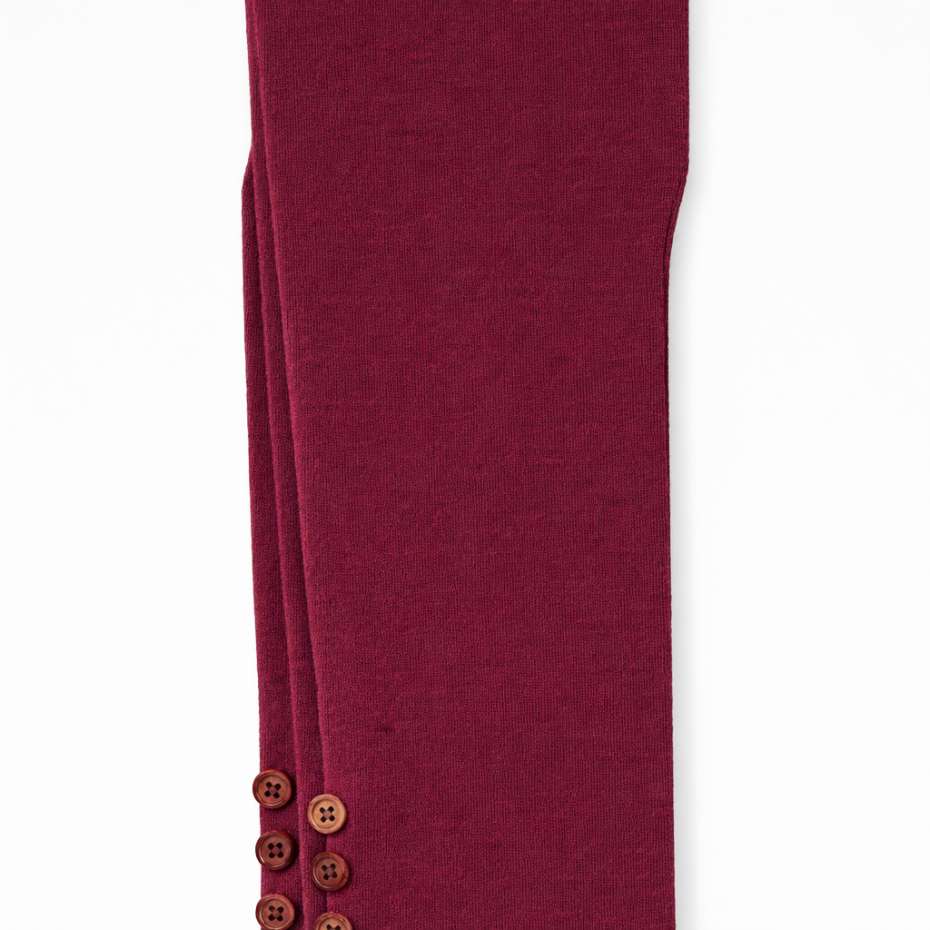 Butterfly Infant & Toddler Flat Medium Weight Cotton Seamless Leggings with Buttons (Style 1371) - Burgundy