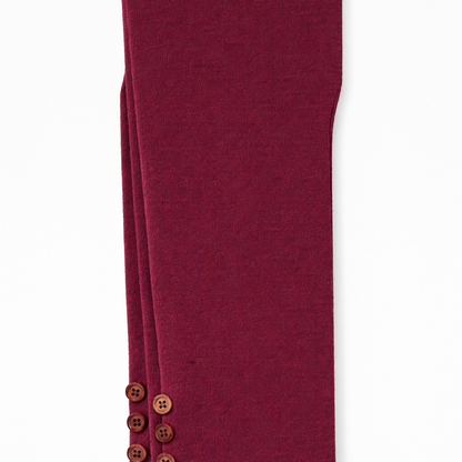 Butterfly Infant & Toddler Flat Medium Weight Cotton Seamless Leggings with Buttons (Style 1371) - Burgundy