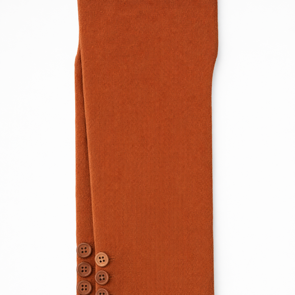 Butterfly Infant & Toddler Flat Medium Weight Cotton Seamless Leggings with Buttons (Style 1371) - Cognac