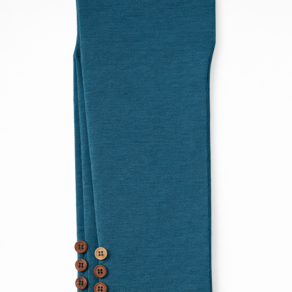 Butterfly Infant & Toddler Flat Medium Weight Cotton Seamless Leggings with Buttons (Style 1371) - Dark Teal