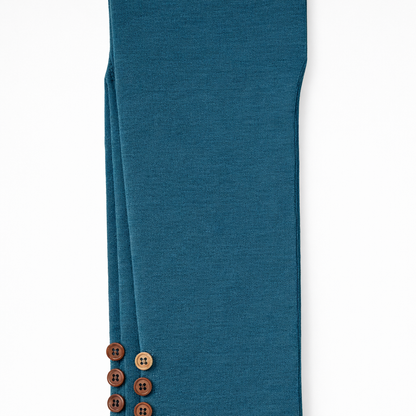 Butterfly Infant & Toddler Flat Medium Weight Cotton Seamless Leggings with Buttons (Style 1371) - Dark Teal