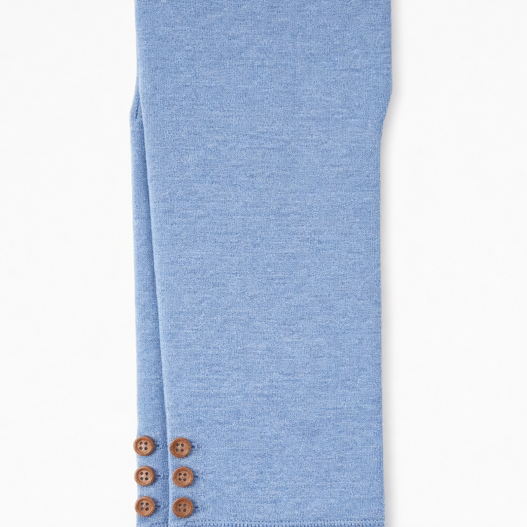 Butterfly Infant & Toddler Flat Medium Weight Cotton Seamless Leggings with Buttons (Style 1371) - Heather Blue