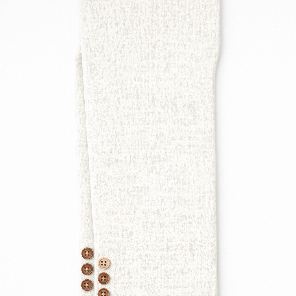 Butterfly Infant & Toddler Flat Medium Weight Cotton Seamless Leggings with Buttons (Style 1371) - Ivory