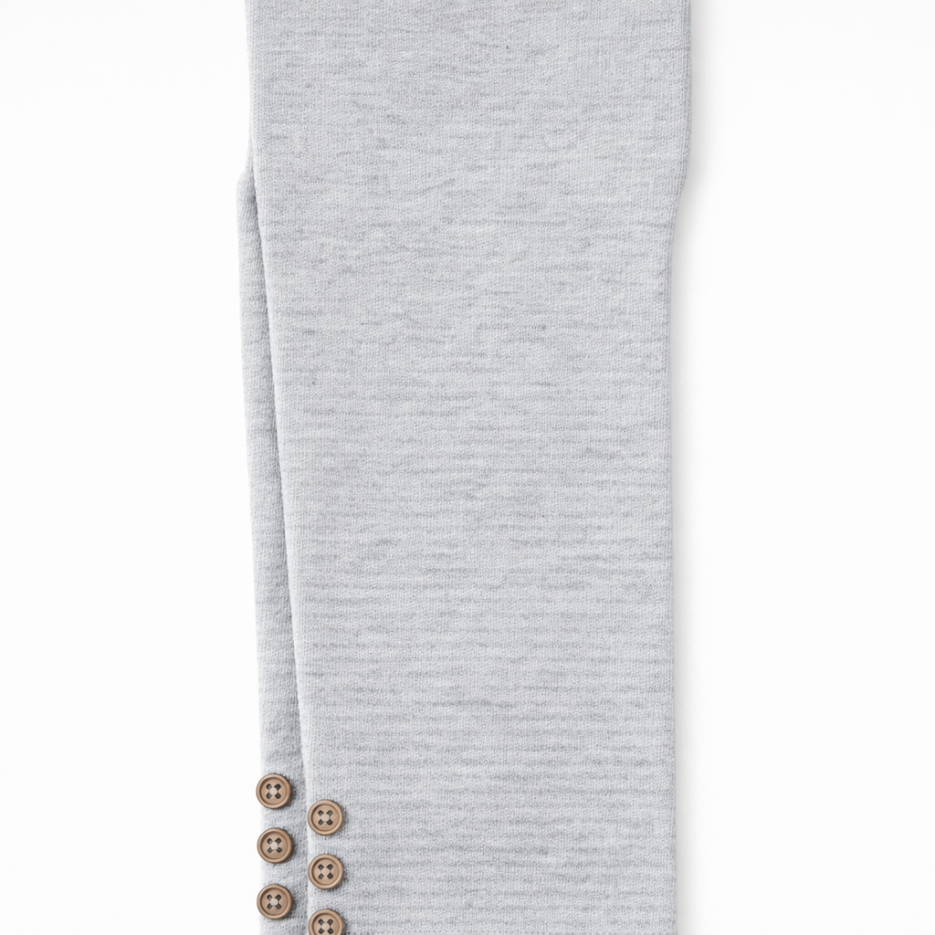 Butterfly Infant & Toddler Flat Medium Weight Cotton Seamless Leggings with Buttons (Style 1371) - Lt Heather Grey