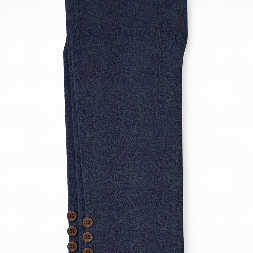 Butterfly Infant & Toddler Flat Medium Weight Cotton Seamless Leggings with Buttons (Style 1371) - Navy