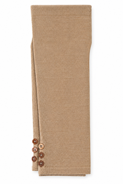 Butterfly Infant & Toddler Flat Medium Weight Cotton Seamless Leggings with Buttons (Style 1371) - Oatmeal