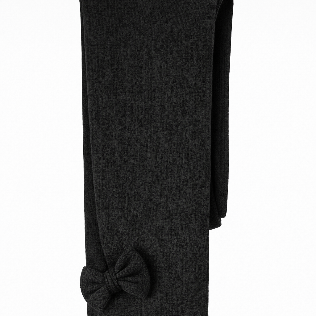 Butterfly Infant & Toddler Flat Medium Weight Cotton Seamless Leggings with Fabric Bows (Style 1373) - black