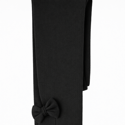 Butterfly Infant & Toddler Flat Medium Weight Cotton Seamless Leggings with Fabric Bows (Style 1373) - black