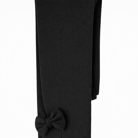 Butterfly Infant & Toddler Flat Medium Weight Cotton Seamless Leggings with Fabric Bows (Style 1373) - black