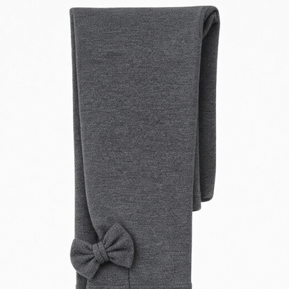 Butterfly Infant & Toddler Flat Medium Weight Cotton Seamless Leggings with Fabric Bows (Style 1373) - dark-heather-grey