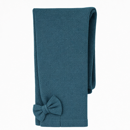 Butterfly Infant & Toddler Flat Medium Weight Cotton Seamless Leggings with Fabric Bows (Style 1373) - dark-teal