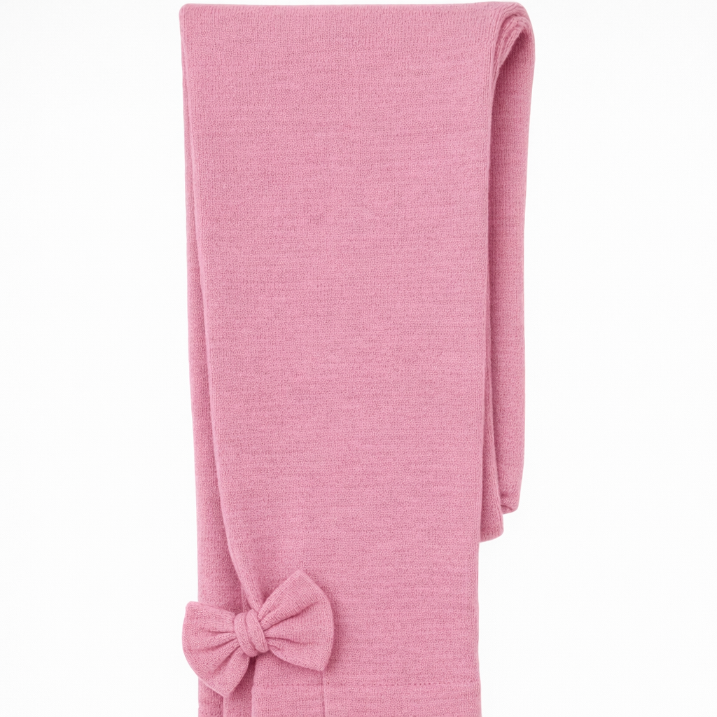 Butterfly Infant & Toddler Flat Medium Weight Cotton Seamless Leggings with Fabric Bows (Style 1373) - dusty-pink
