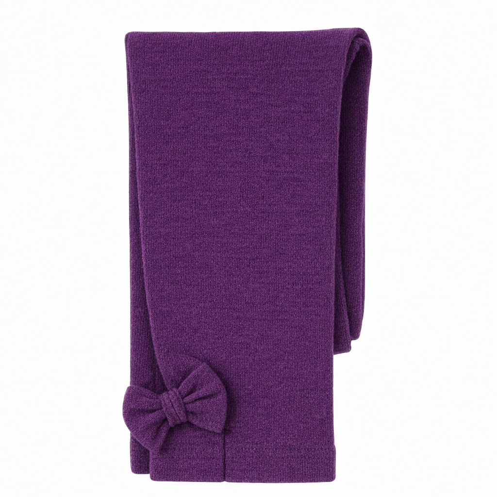 Butterfly Infant & Toddler Flat Medium Weight Cotton Seamless Leggings with Fabric Bows (Style 1373) - eggplant