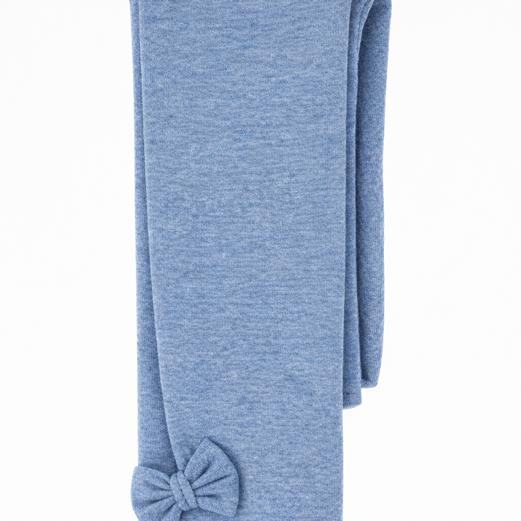 Butterfly Infant & Toddler Flat Medium Weight Cotton Seamless Leggings with Fabric Bows (Style 1373) - heather-blue