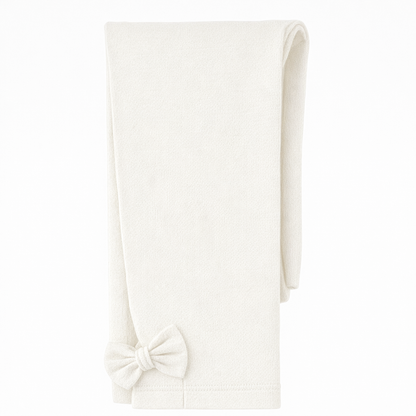 Butterfly Infant & Toddler Flat Medium Weight Cotton Seamless Leggings with Fabric Bows (Style 1373) - ivory