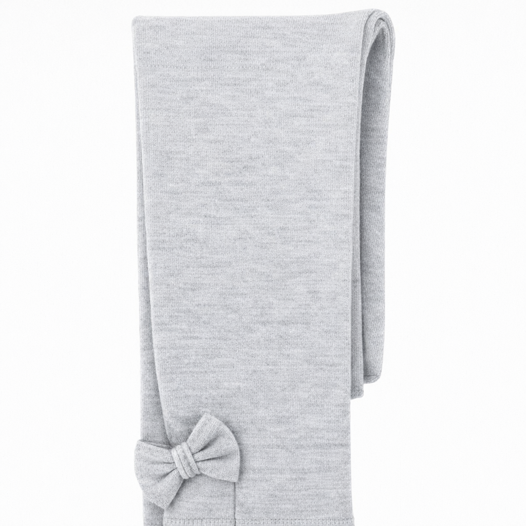 Butterfly Infant & Toddler Flat Medium Weight Cotton Seamless Leggings with Fabric Bows (Style 1373) - light-heather-grey