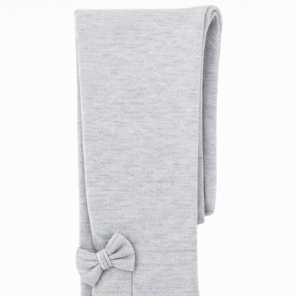 Butterfly Infant & Toddler Flat Medium Weight Cotton Seamless Leggings with Fabric Bows (Style 1373) - light-heather-grey