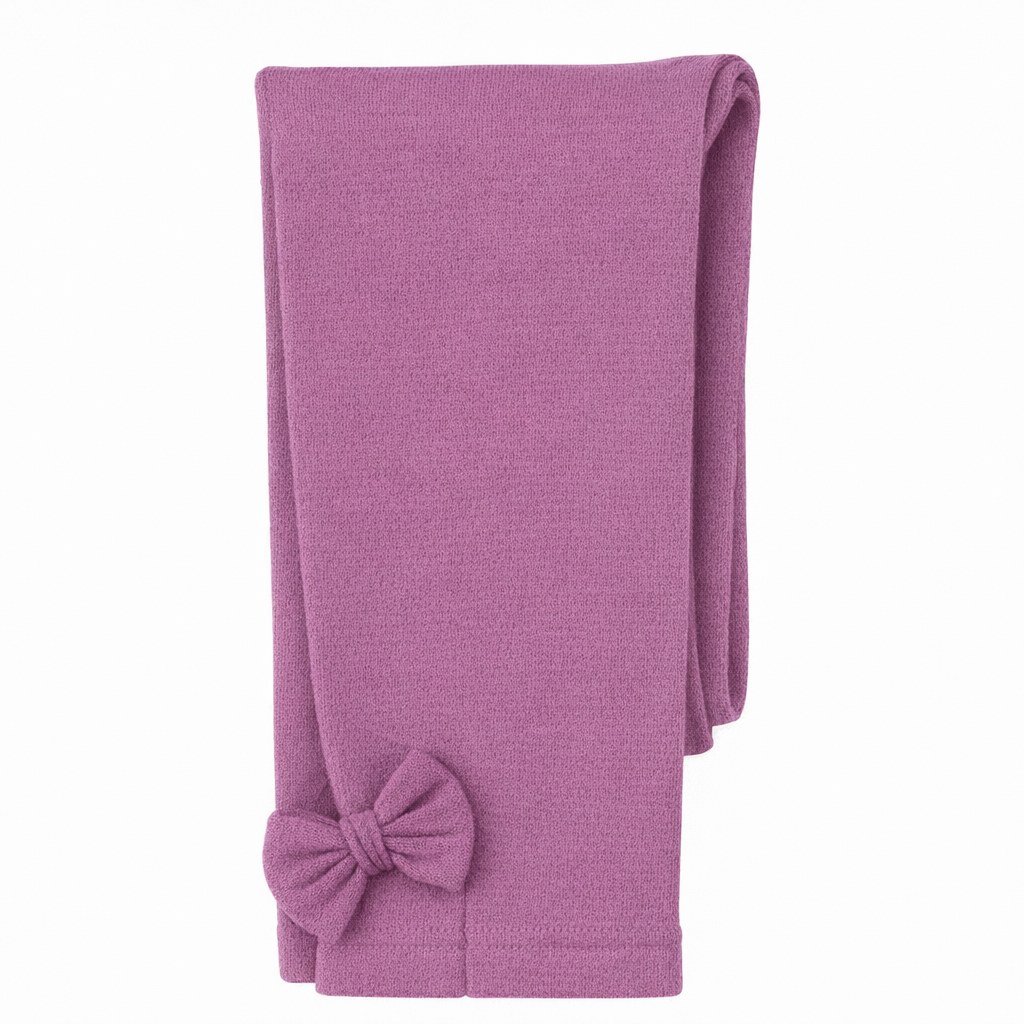 Butterfly Infant & Toddler Flat Medium Weight Cotton Seamless Leggings with Fabric Bows (Style 1373) - mauve