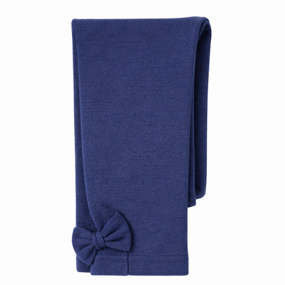 Butterfly Infant & Toddler Flat Medium Weight Cotton Seamless Leggings with Fabric Bows (Style 1373) - navy
