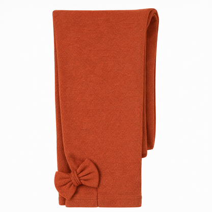 Butterfly Infant & Toddler Flat Medium Weight Cotton Seamless Leggings with Fabric Bows (Style 1373) - rust