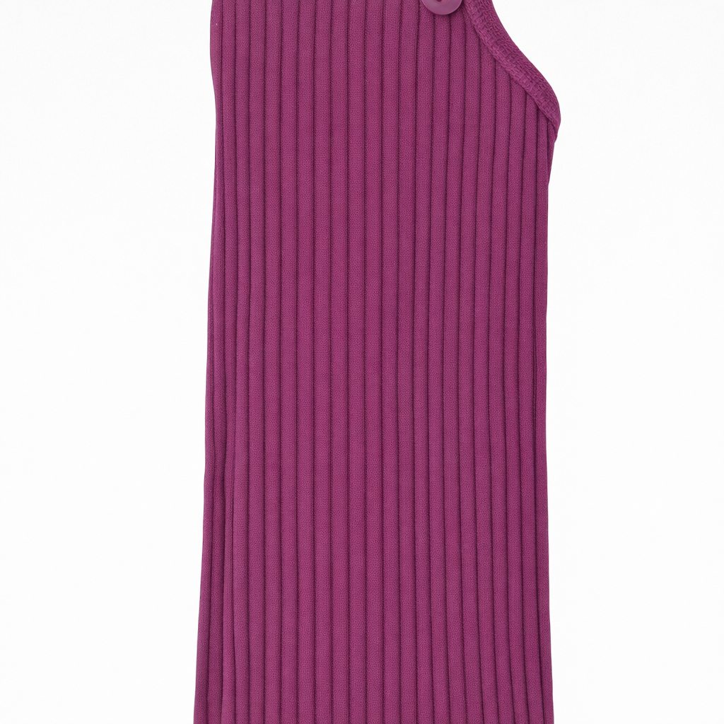 Butterfly Short Cotton Ribbed Overall (Style 1447) - mulberry