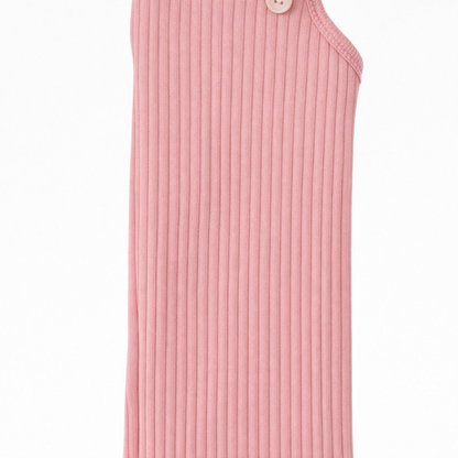 Butterfly Short Cotton Ribbed Overall (Style 1447) - rose