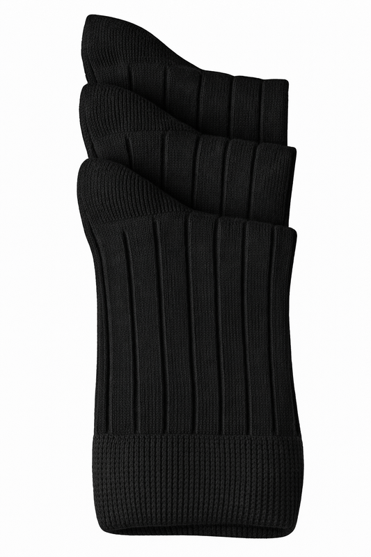 Florence Boys Bamboo Ribbed Dress Socks – 3 Pack (Style 170) - black