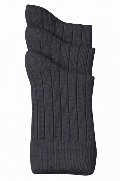 Florence Boys Bamboo Ribbed Dress Socks – 3 Pack (Style 170) - charcoal