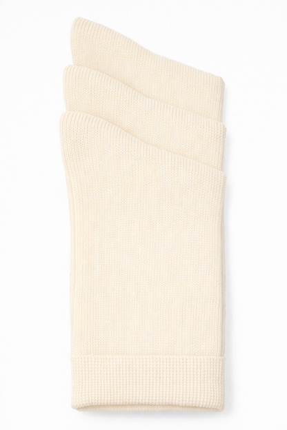 Florence Boys Bamboo Flat Knit Dress Socks – 3 Pack (Style 172) - cream
