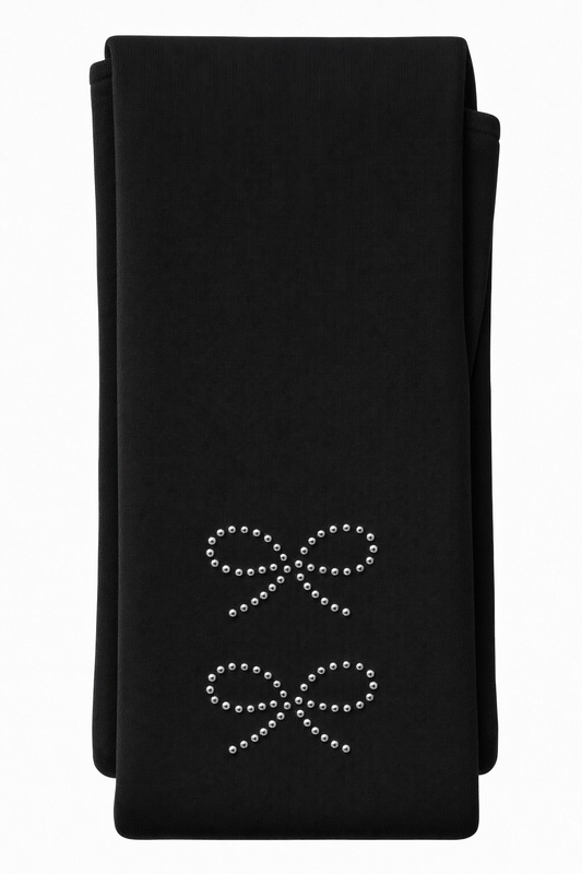 Butterfly Bow Studs Lycra Opaque Kids Tights (Style 367) - black