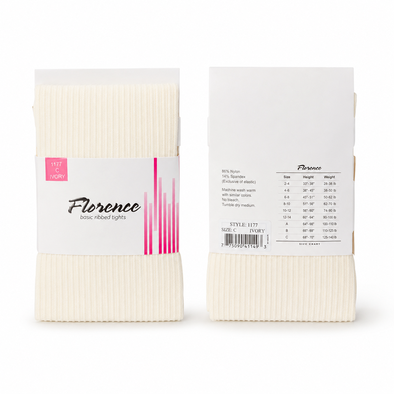 Florence Girls Micro-nylon Rib Tights (Style 1177)