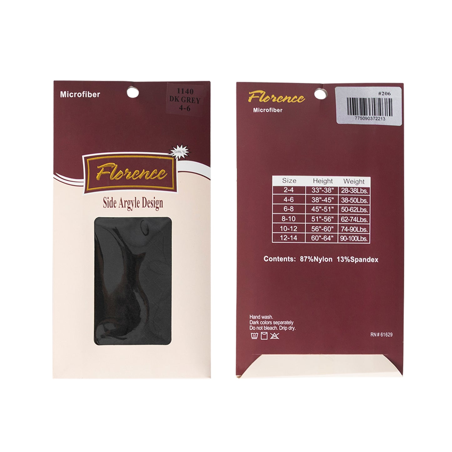 Girls Sheer Pattern Tights – Side Argyle Design