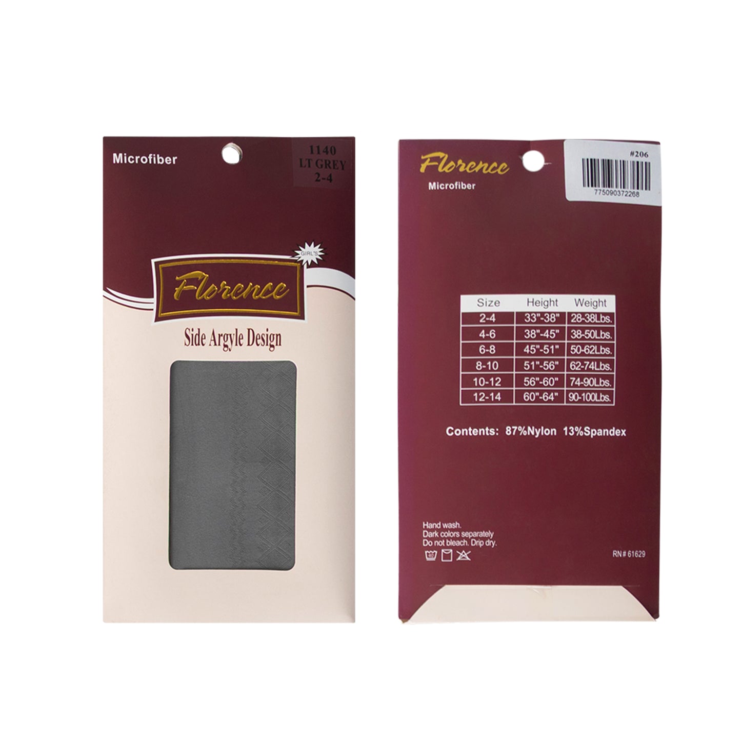 Girls Sheer Pattern Tights – Side Argyle Design