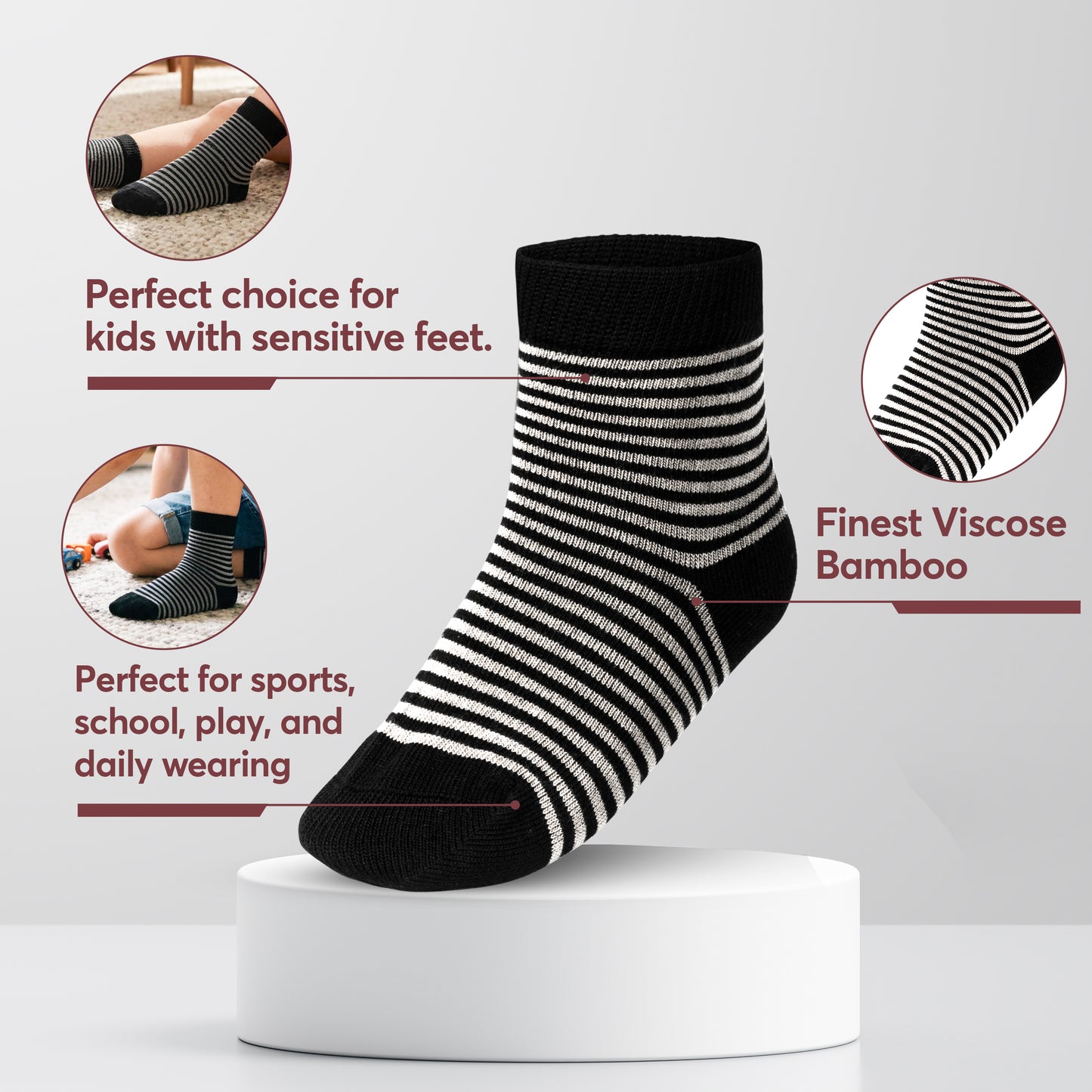 Florence Bamboo Striped Crew Socks (Style 179S)